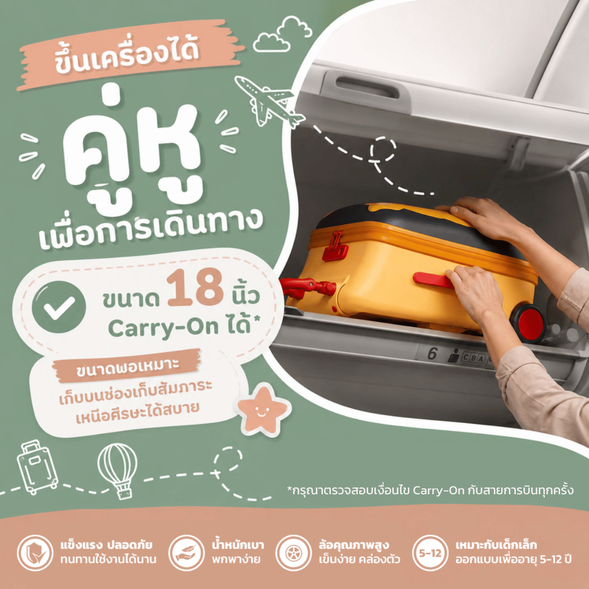 กระเป๋าเดินทางให้เด็กนั่งขี่ได้ (18 นิ้ว) MONOWHEEL RUMO RIDE-ON SUITCASE ลายแพนด้า (PANDA) ประกันสูงสุด 1 ปี_6
